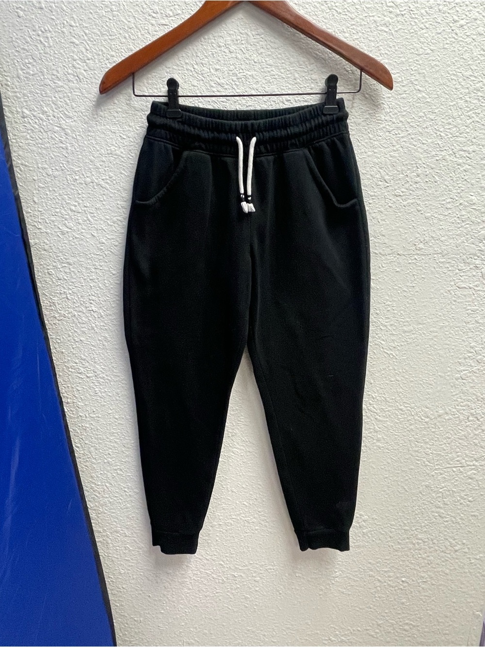 Cat & Jack Black Jogger Sweatpants with White Drawstring